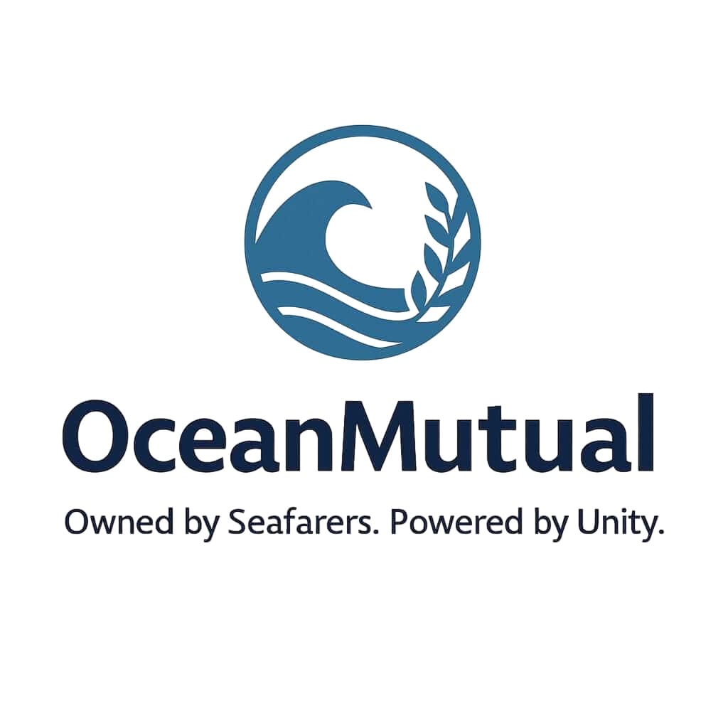 OceanMutual Logo - Wave and laurel wreath symbolizing seafarer unity